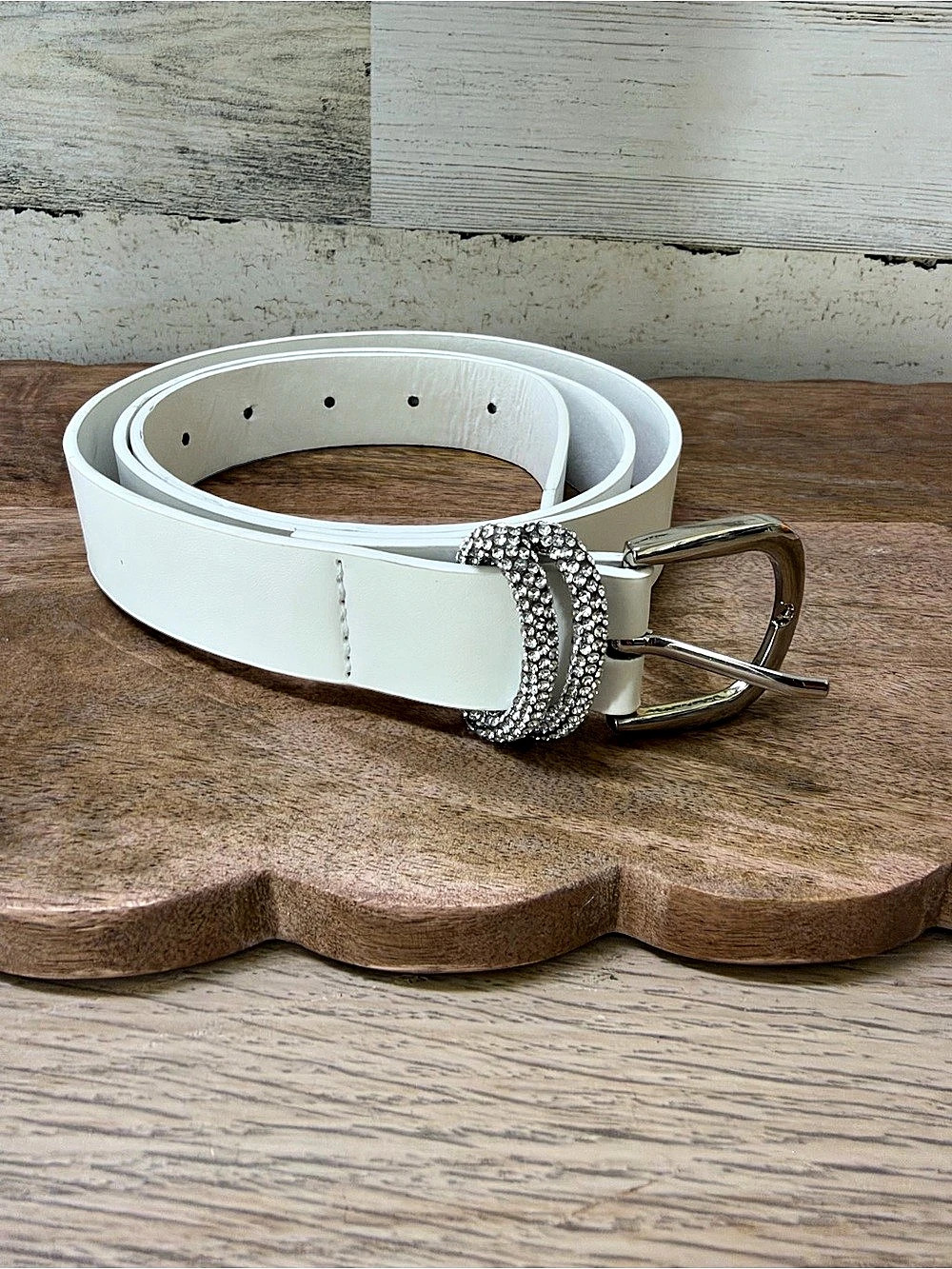 BKE Rhinestone Loop Belt White XL
